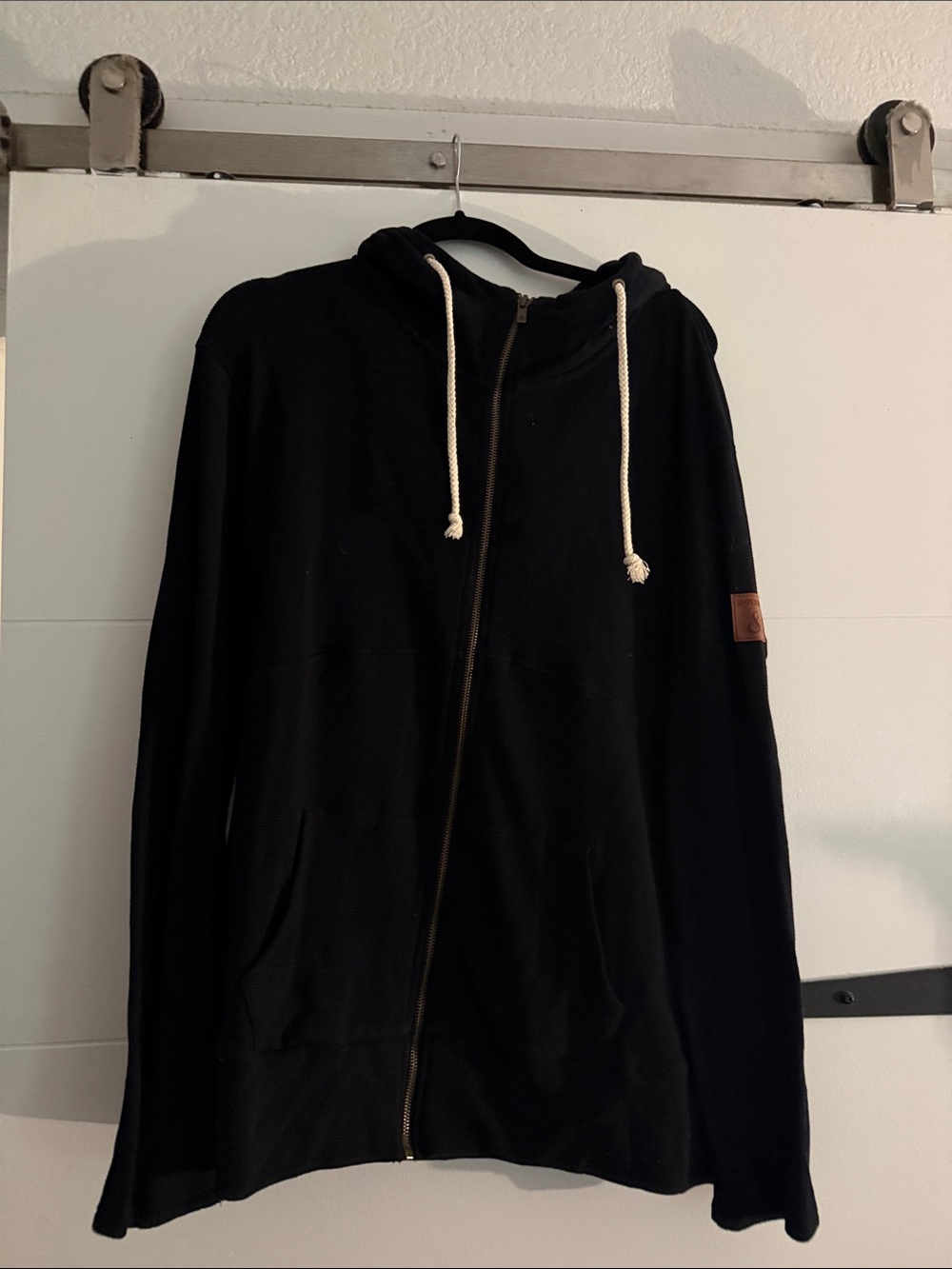 AMPERSAND AVE Black Lightweight Zip Hoodie with Contrast Drawcords